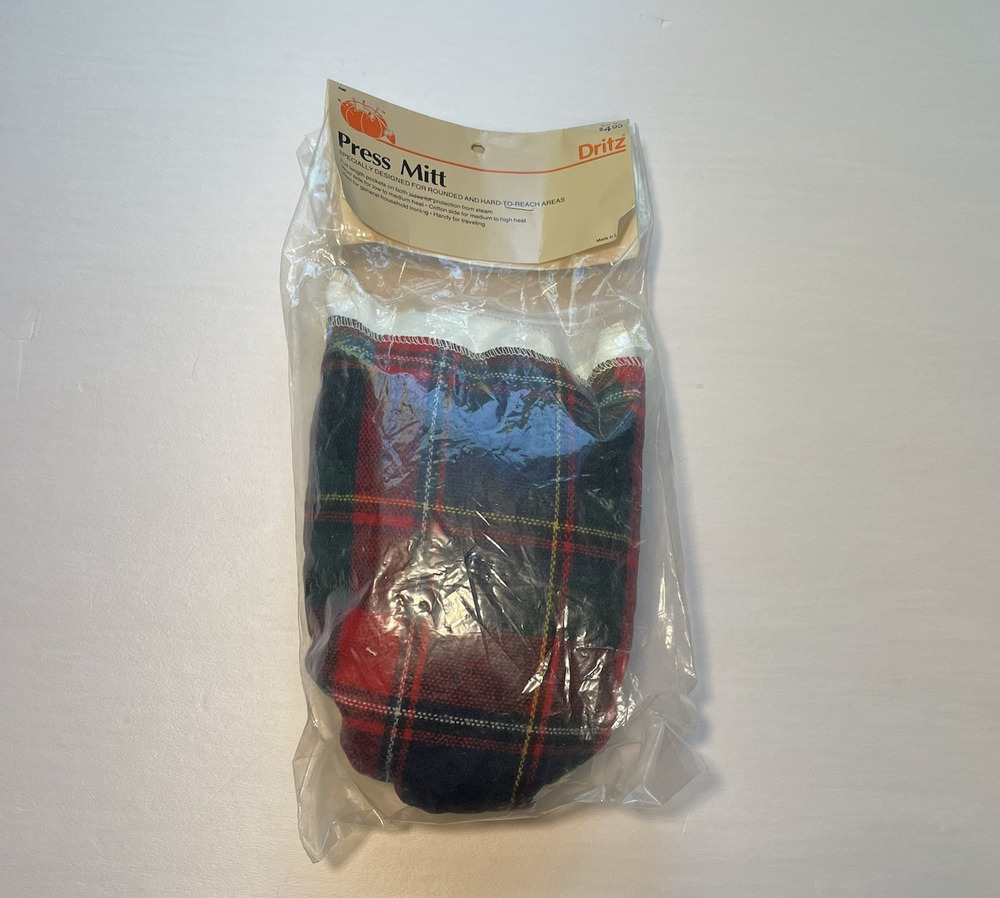 Scovill DRITZ Pressing Mitt Sewing Tailors Dressmakers Plaid Wool Cotton No. 596